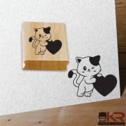 Carimbo Gatinho Coração