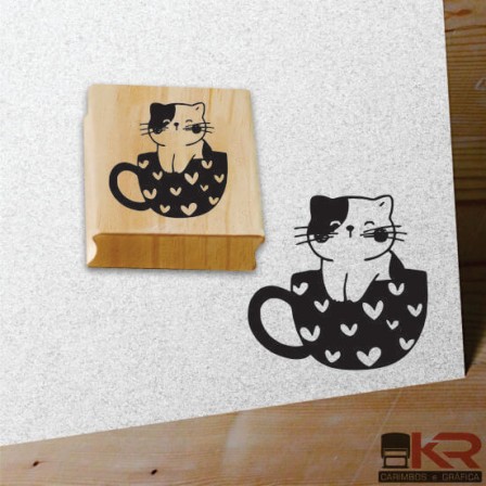 Carimbo Gatinho na xicará