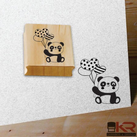 Carimbo Ursinho Panda Corações