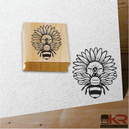 Carimbo Girassol com Abelha