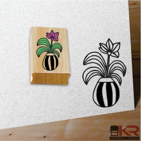 Carimbo Suculenta com flor