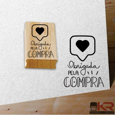 Carimbo Obrigado pela compra + coração